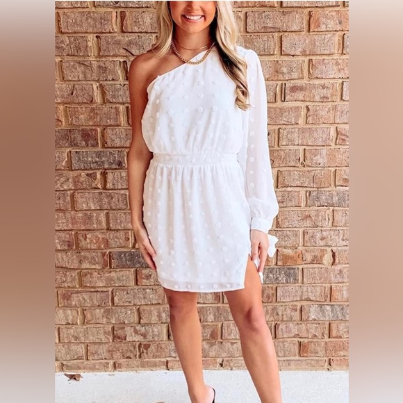 One shoulder long sleeve dress - Picture 2 of 2